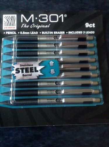 Zebra m-301 stainless steel mechanical pencil -0.5mm 9 count  lot new $33 ret for sale
