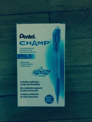 NEW PENTEL AL17C Champ Mechanical Pencil, 0.7 mm, Blue Barrel, Dozen