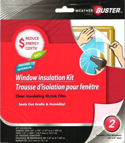 2 Window Insulation Kit *BOGO Shrink Film&amp;Tape STOP COLD DRAFTS SAVE$$ - 60&#034;X72&#034;