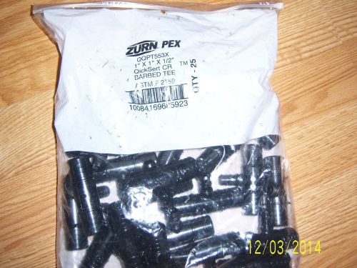 25 NEW ZURN PEX QICKSERT CR QQPT553X 1&#034; X 1&#034; X 1/2&#034; BARBED TEE