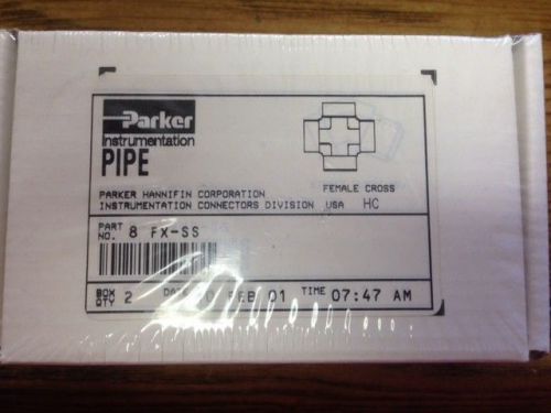 NEW PARKER 8 FX-SS, Female Cross, 1/2&#034;, NPT Female, SS Unopened box of 2ea