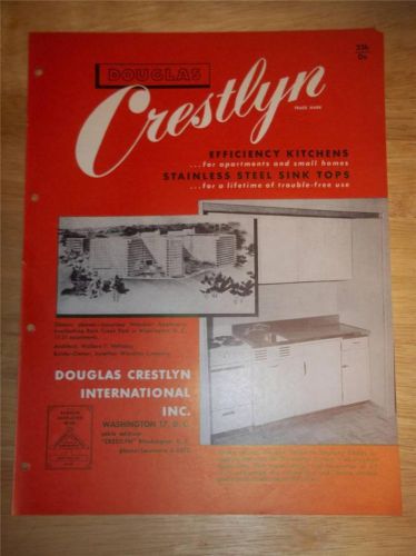 Vtg Douglas Crestlyn International Inc Catalog~Efficiency Kitchens/Sink Top~1953