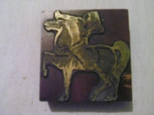 Old Letterpress Wood Copper Printers Block APACHE WAR LEADER GERONIMO ON HORSE