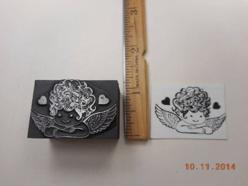 Letterpress Printing Printers Block, Cupid w Hearts