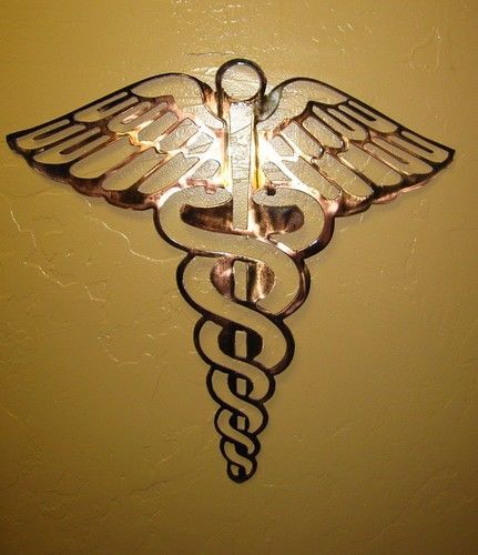 CADUCEUS METAL ART MEDICAL SIGN Lg Size