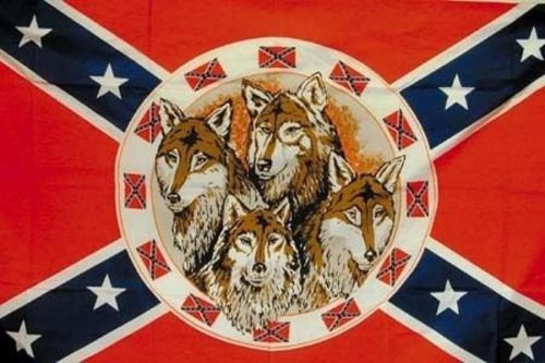 Rebel 4 Wolves Flag 3x5ft Poly - R-34