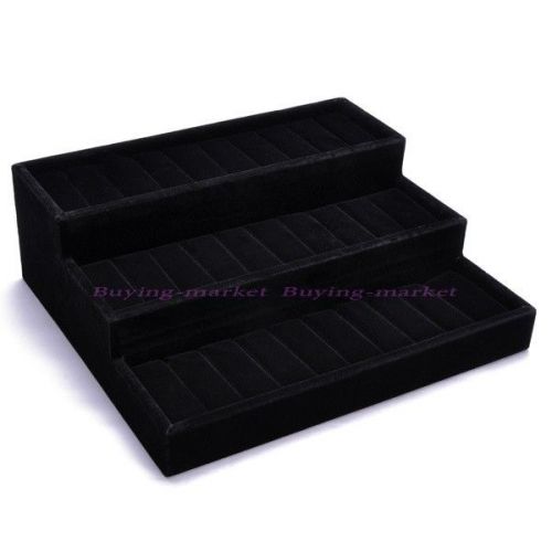 New Black Velvet Bracelet Earrings Jewelry 3 layer Display Rack Holder Organizer