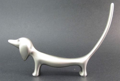 Sliver &#034;satin finish&#034; dachshund dog with diamanti eyes &amp; long tail  ring holder for sale