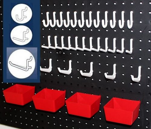 Wallpeg 43 pc peg hook kit &amp; plastic bins - pegboard assortment organizer 43rw for sale