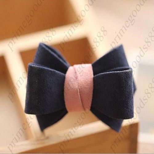 Bowknot Dull Polish Rubber Band Hair Ring Hairpin Pin Free Shipping Navy Blue