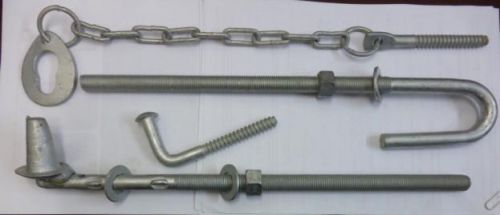 RAZOR WIRE FENCING RURAL FARM GATE FITTING LARGE HINGE SET KIT &amp; POST LOCK CHAIN