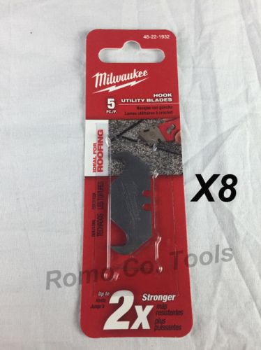 Milwaukee 48-22-1932 5 PC Hook Utility Knife Blades- 8 Packs -Total of 40 Blades