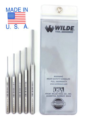 Wilde tool 5pc pin punch set made in usa 3/32 – 1/4” inch professional quality for sale