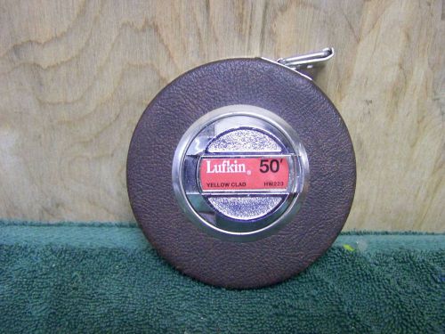Lufkin 50&#039; yellow clad hw223 measuring tape-rare brown case for sale