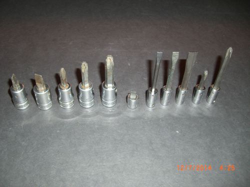 Snap on tools 11 piece 1/4&#034; &amp; 3/8&#034; drive bit socket set for sale