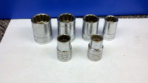 S-k 6pc superkrome 1/2&#034; drive 12 point socket set standard 15/16 - 1/2 for sale