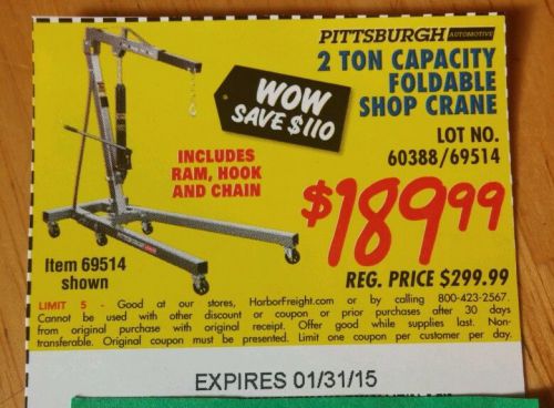 $110 off COUPON Harbor Freight 2 Ton Capacity Foldable Shop Crane