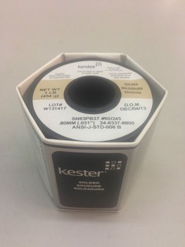 KESTER 24-6337-8800 WIRE SOLDER .031 NO CLEAN SN63 PB37 245FLUX 50CORE ROLL 1lb