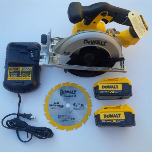 New Dewalt DCS391 20V Circular Saw, (2) DCB204 4.0 Batteries,Charger Max 20 Volt