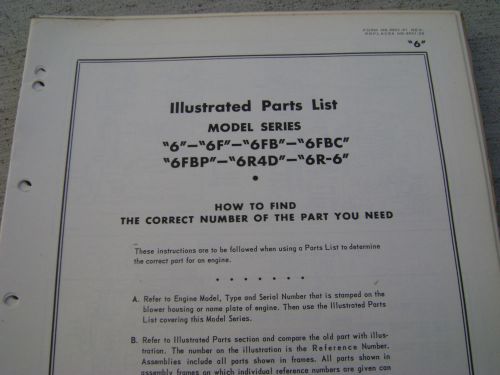 briggs and stratton parts list model series 6 6F 6FB 6FBC 6FBP 6R4D 6R-6