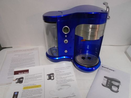 NEW INTAZZA SUNCAFE H701A SINGLE SERVE POD BREWER COFFEE MAKER, BLUE, NIB