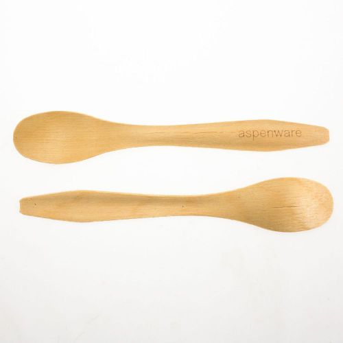 500ct WUN Aspenware Spoons Biodegradable Wooden Cutlery Wholesale Restaurant Lot