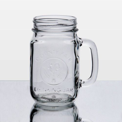 Set of 6 County Fair Drinking Mason Jar 16 oz with Handle Libbey Glass 97085