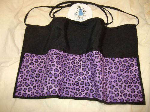 Black Waist Half Apron Server Waiter Waitress Purple Leopard Bar Cafe Apron