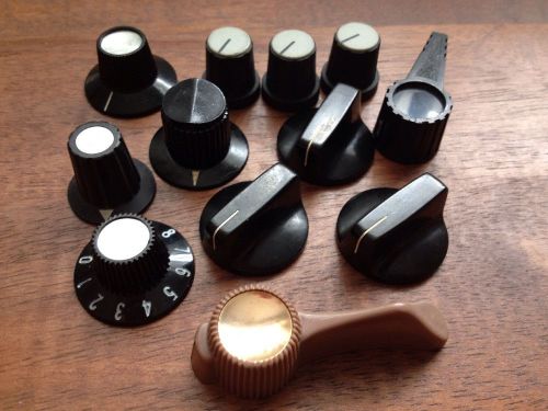 12 Assorted Knobs - Daka-ware, Amp, Guitar, Radio, Mixer