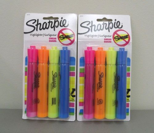 8 BRAND NEW SHARPIE HIGHLIGHTERS PINK ORANGE YELLOW BLUE #25174