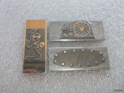 Kingsley Machine - THREE 72PT.  Emblems /  Dies 1&#034;x3&#034;  - Howard Machine