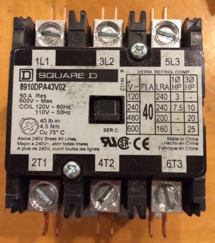 NEW Square D 8910 DPA43 V02 Definite Purpose Contactor 3 POLE OPEN TYPE