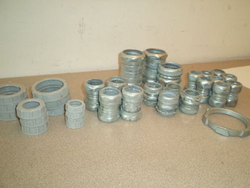 Mid west emt conduit fittings lot of 32 bushings couplings connectors electric for sale