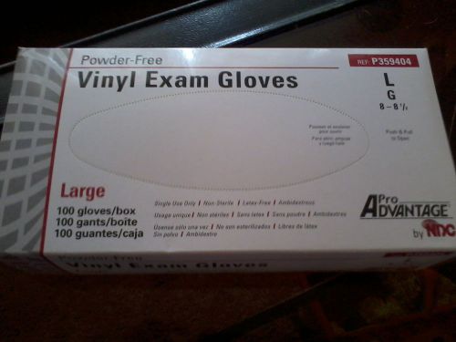 NEW Box of 100 Powder-Free Vinyl Exam Gloves Large 8-8.5 - ProAdvantage by NDC