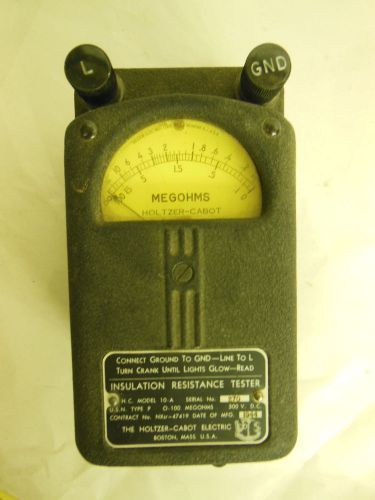 Holtzer-Cabot MEGOHMS Insulation Resistence Tester Mdl. 10-A Vintage 1944