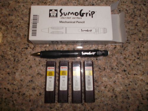 SAKURA Sumo Grip MECHANICAL PENCIL &amp; 4 rotring hi-Polymer LEAD ~ EUC