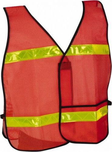 High Visibility Vest One Size Fits All Orange Mesh Yellow Stripes Traffic Safety