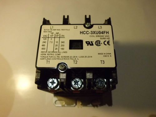 NEW Hartland Control 3 pole contactors HCC-3XU04FH 40FLA 50A Res Coil 208/240VAC