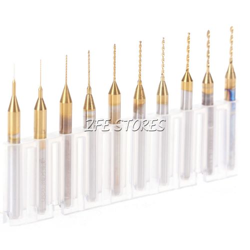 10x Titanium Nitride Coated Carbide Dremel PCB CNC Drill Bits Router 0.2mm-1.1mm