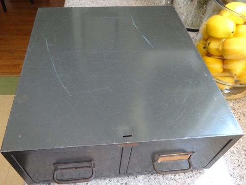 VINTAGE  Cole Steel Card Catalog Industrial Two 2 Drawer Green Metal File Box