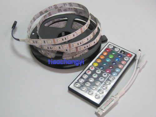 5M 5050 SMD RGB  N0-Waterproof Led Light 60LED/M  12V Strip 44Key Controller RGB