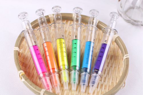 Fluorescent Needle Syringe Tube Highlighter Marker pen Writer Office Stationery