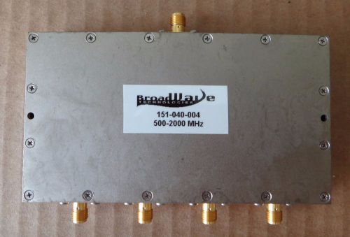 BroadWave Power Divider, P/N: 151-040-004, 4 Way, 50 Ohm, 500-2000 MHz, 5W, SMA