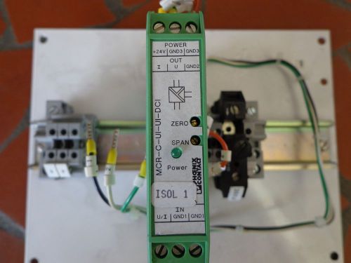 HOFFMAN PANEL A-10P8 W/COMPONENTS  PHOENIX CONTACT CONVERTER AND MISC   USED/NOS