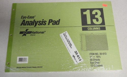 NATIONAL Brand Analysis Pad, 13 Columns, Green Paper, 11 x 16.375&#034; 35-613 45-613