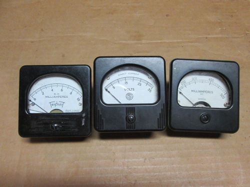 Lot 3 Meters Weston 425 Milliamperes Simpson Volt Meter Triplet Milliamperes DC