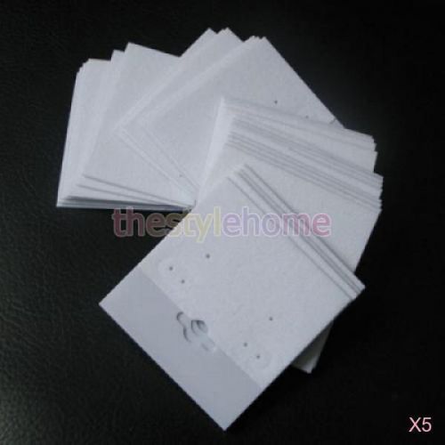 5x 100 White Velvet Jewelry Earring Display Hang Hanging Cards Flocked 2 x 2&#039;&#039;