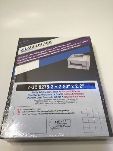 Labelblank white laser labels 2.83&#034;x2.2&#034; -15 per sheet. 3750 labels. z-jc 8275-3 for sale