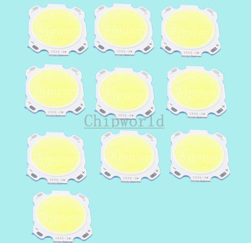 10pcs 3W Pure White COB High Power LED Roundness LED Light Emitting Diode LED