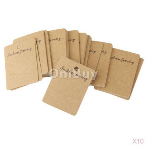 10x lot 100x Plain Kraft Paper Earring Jewelry Display Cards Hang Tags 6.8 x 5cm